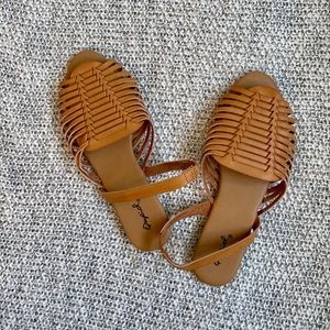 Lulus Mazie Camel Slingback Flat Sandals